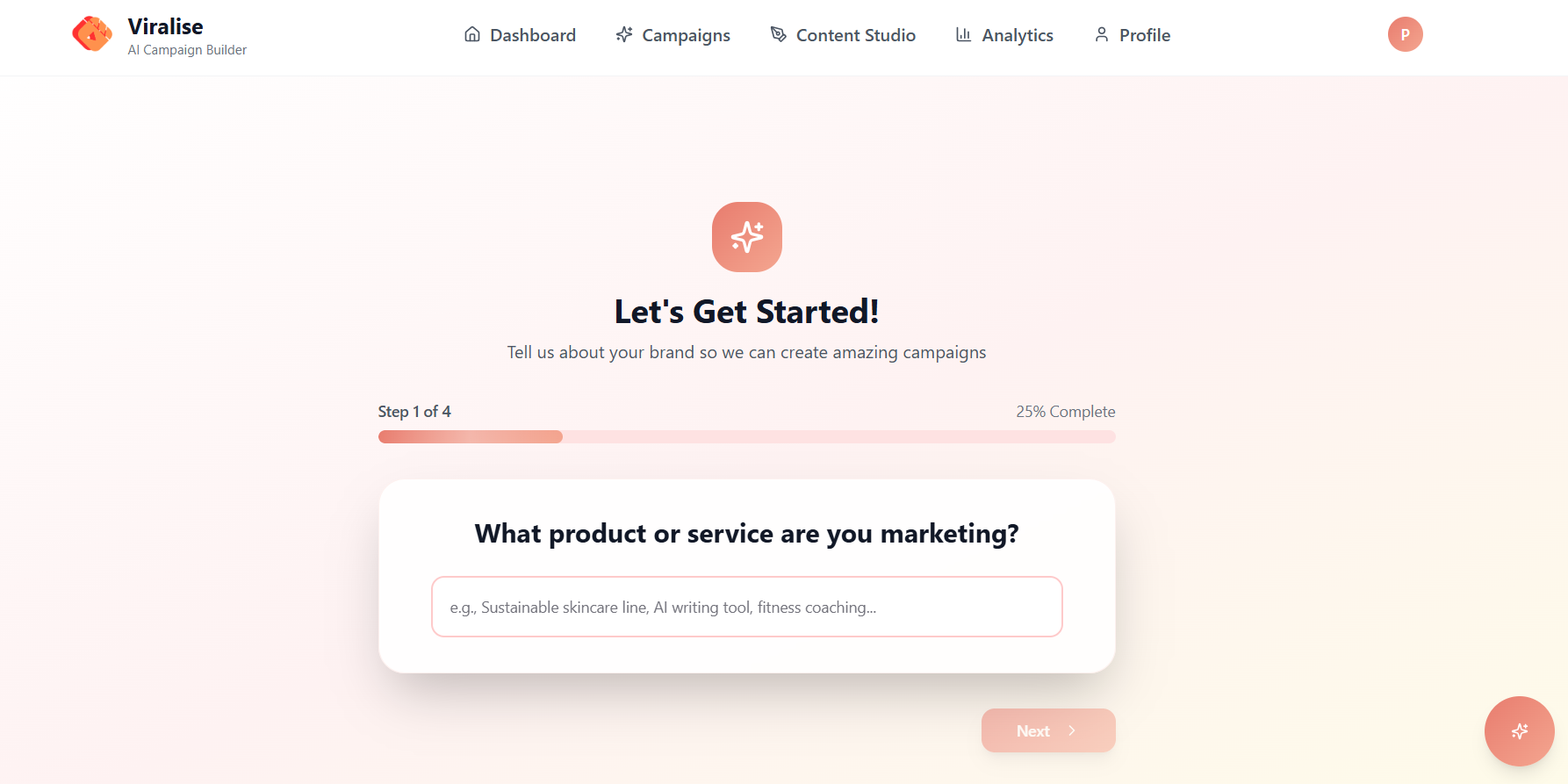 Viralise - AI-powered campaign builder template preview