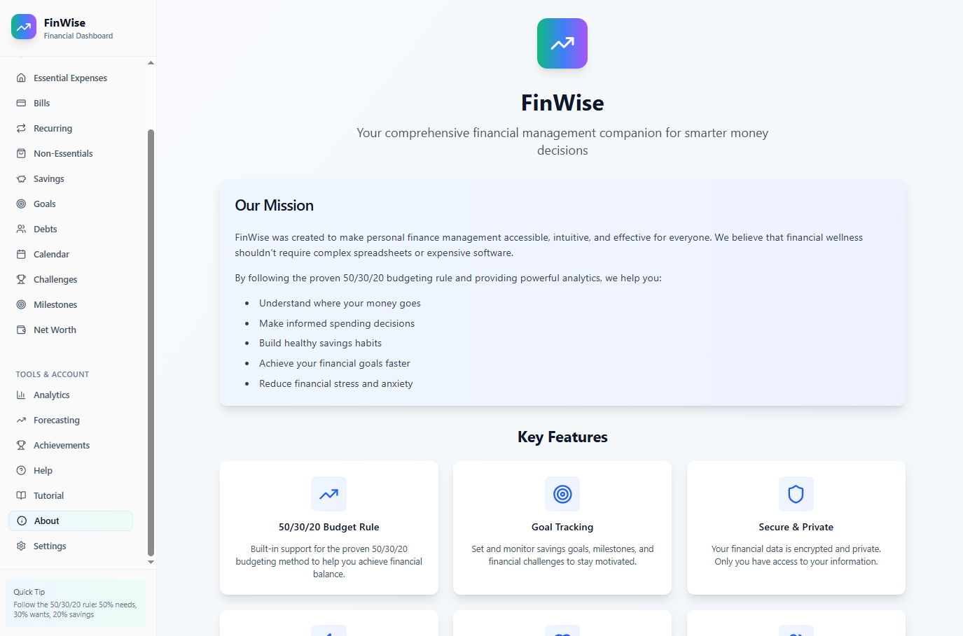 FinWise template preview