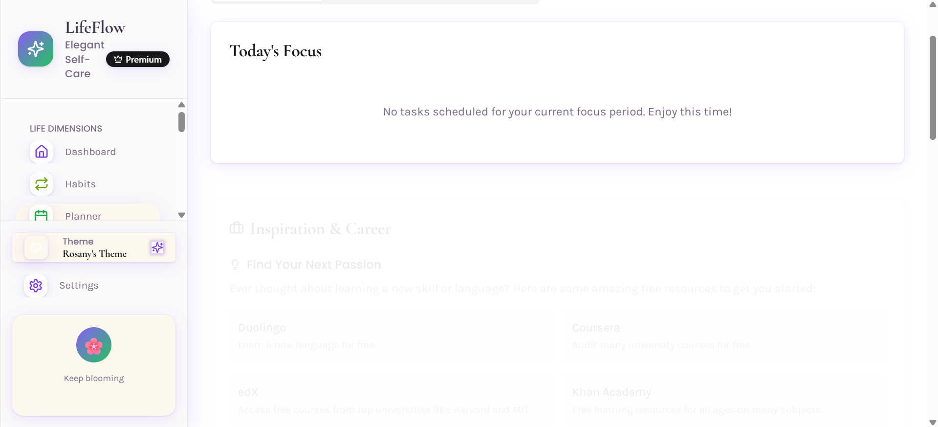 LifeFlow template preview