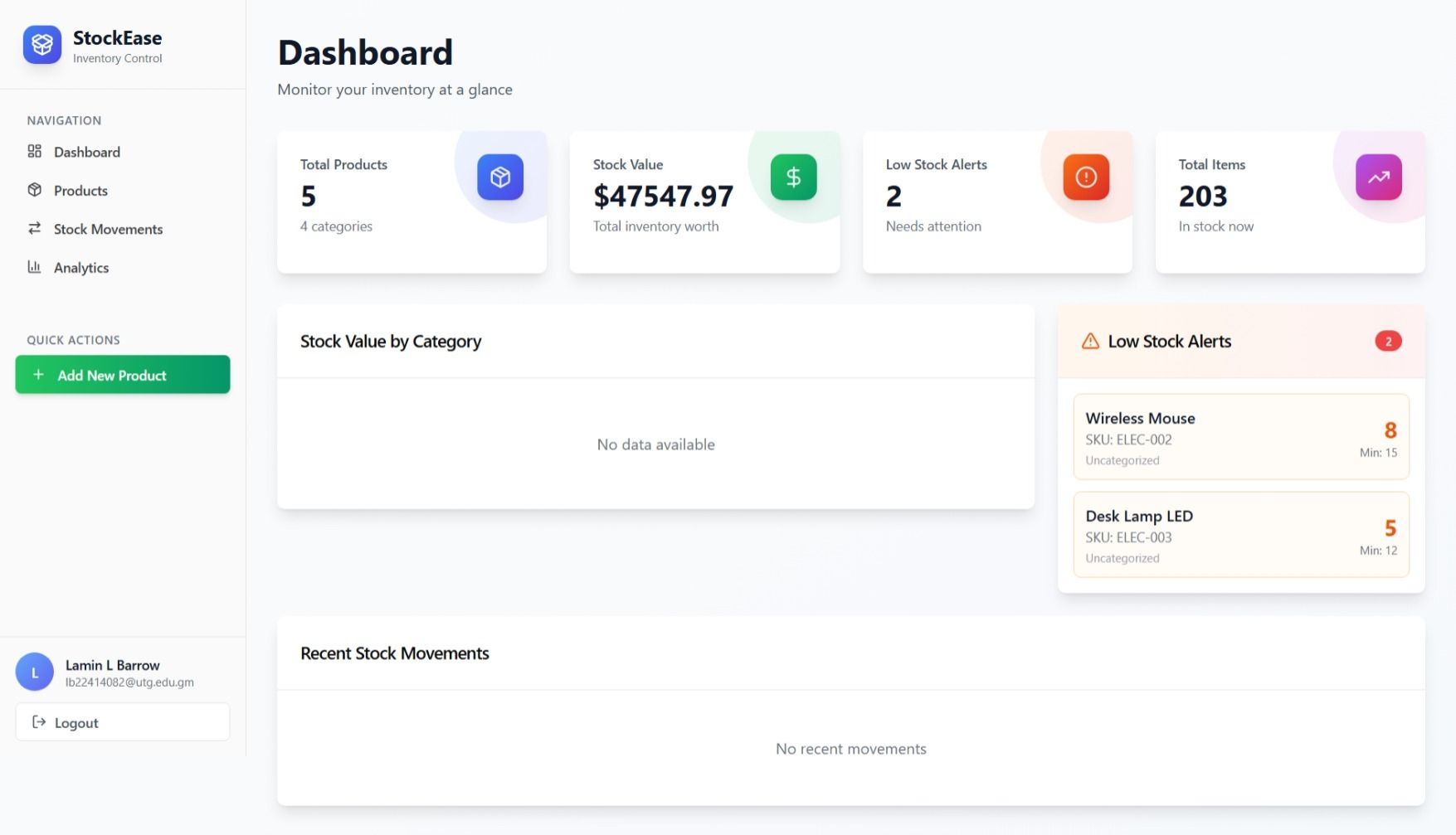 StockEase template preview