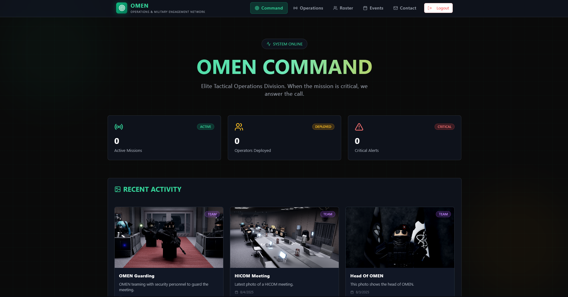 Military Command app template preview