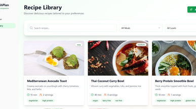 Nourish Plan - Mean Planner & Recipe Finder template preview