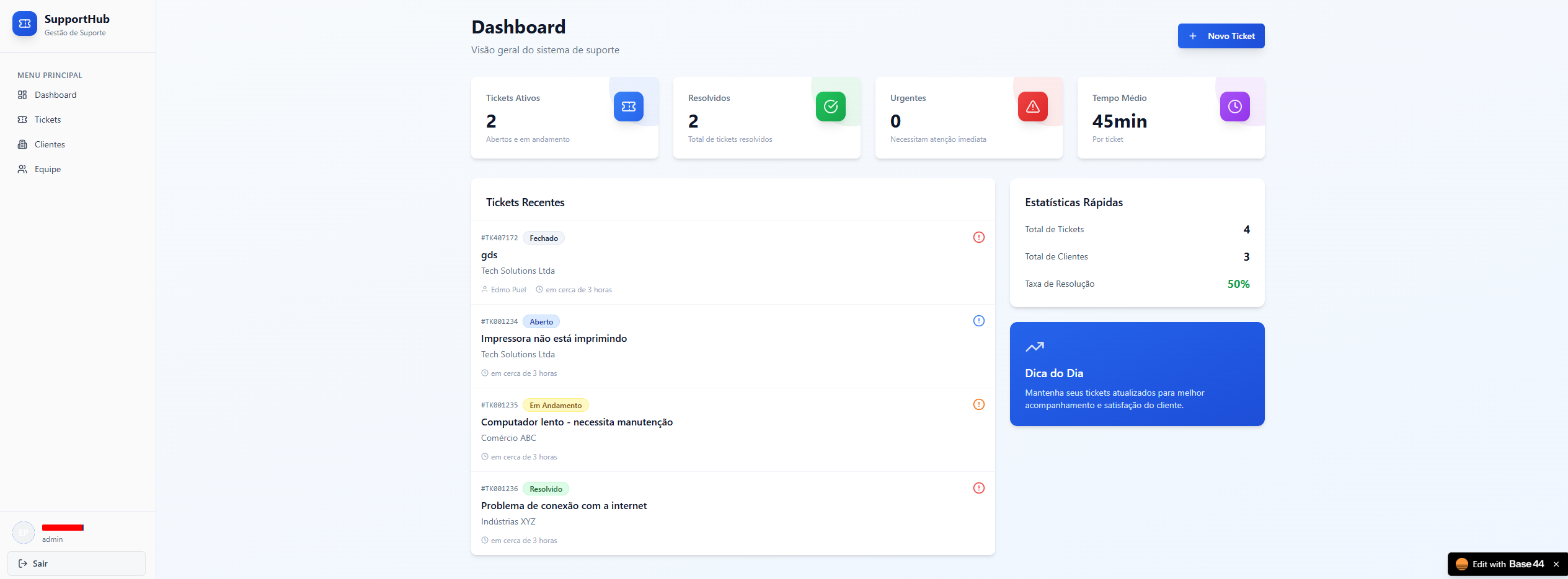 SupportFlow - Gestão de Tickets template preview