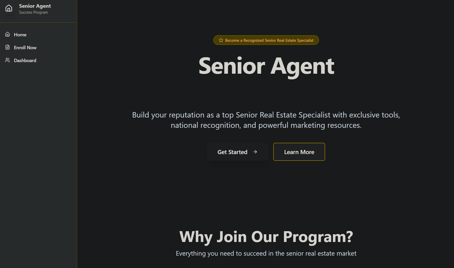 Senior Agent Success Program template preview