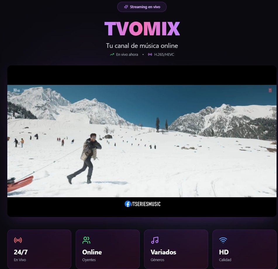 TVOMIX - Music 24/7 Online TV template preview
