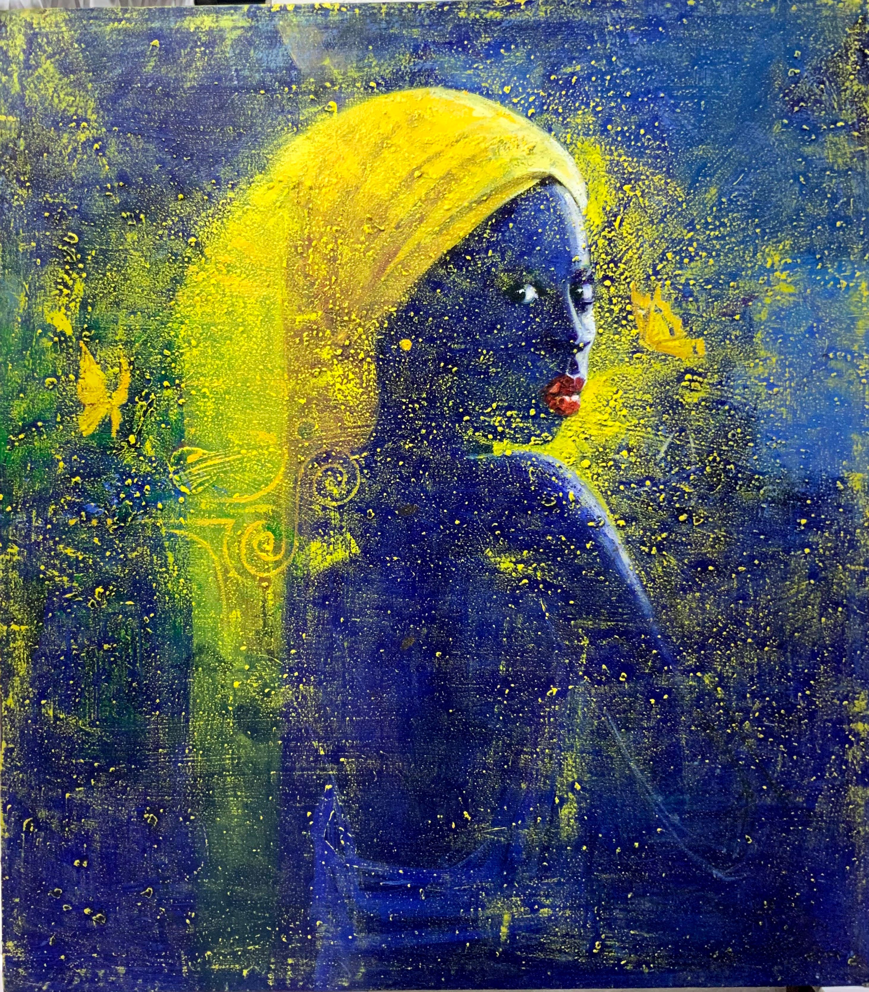 The Woman of the Golden Dusk, Acrylic paint on Canvas — Adeodunfa