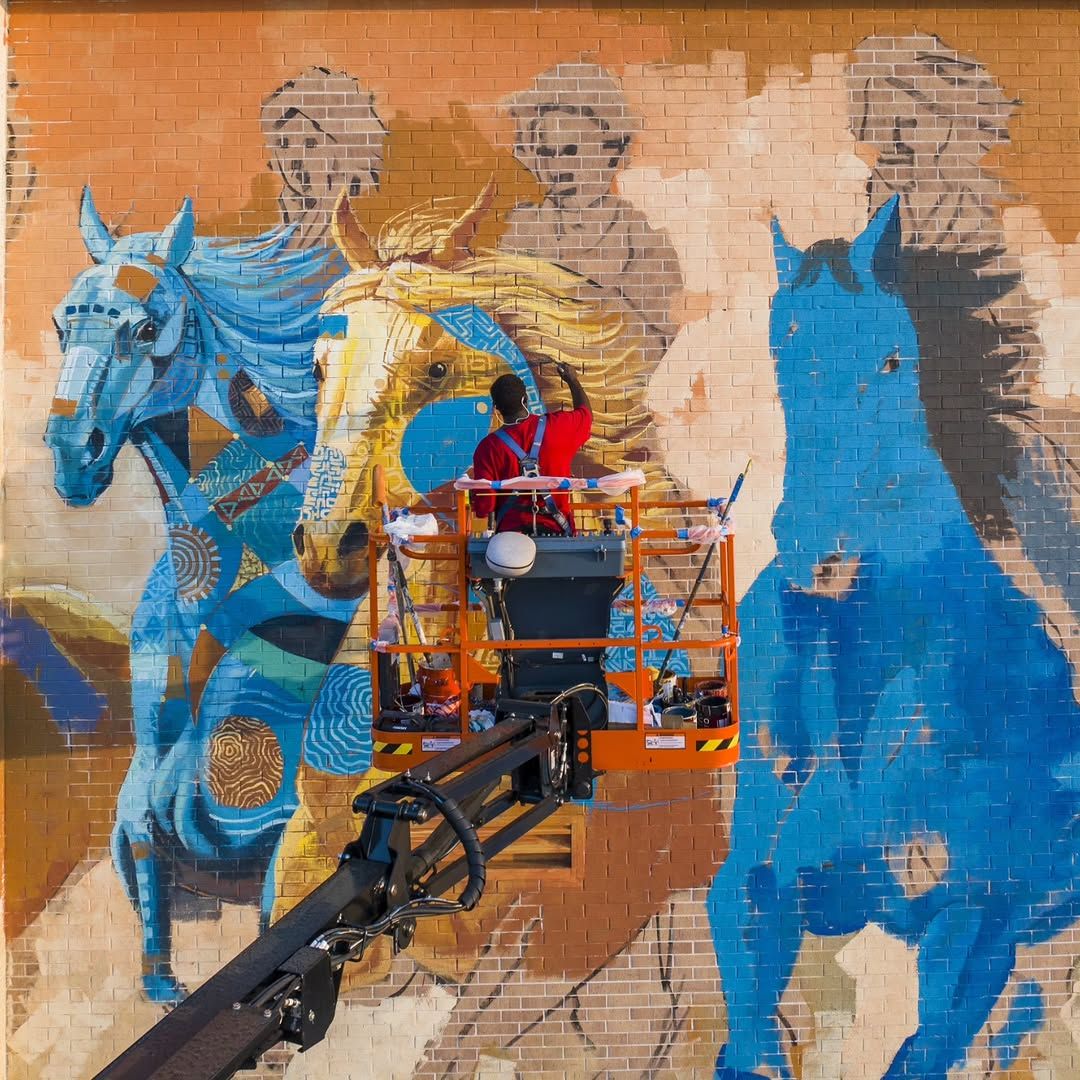 Free Spirits, Golden Hearts — Original mural design · Westfield High School, Houston · 2025