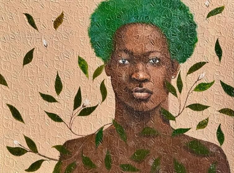 The Grove Within, Acrylic on lace · 2025 — Adeodunfa