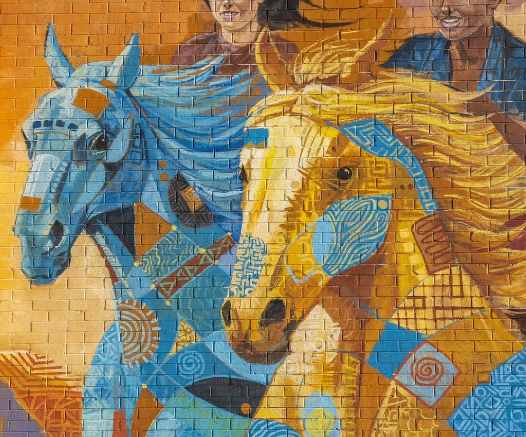 Free Spirits, Golden Hearts — Original mural design · Westfield High School, Houston · 2025