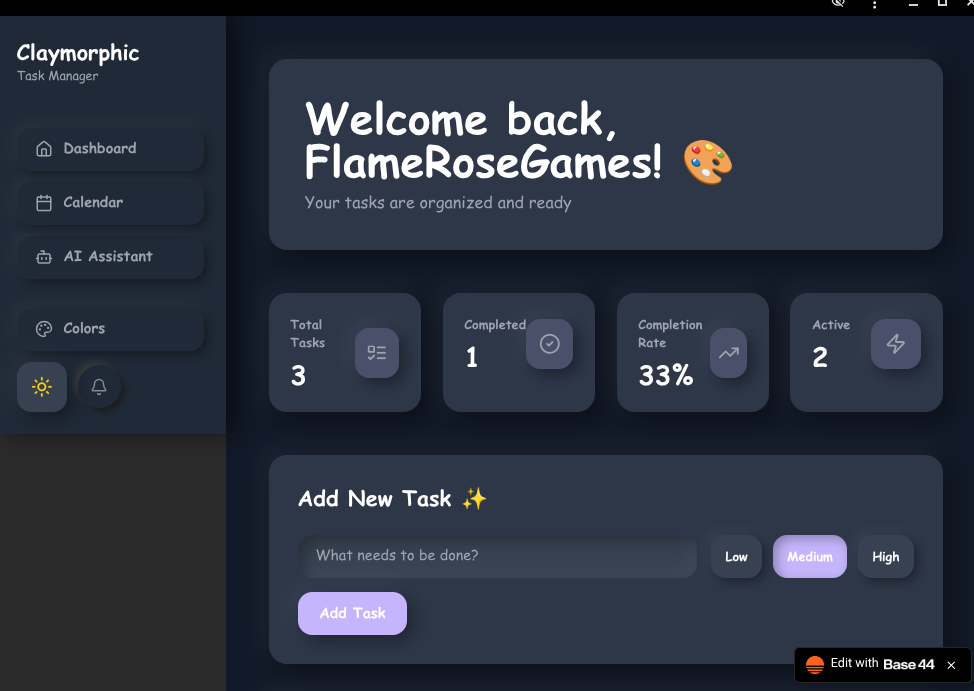 Neumorphic Tasks template preview