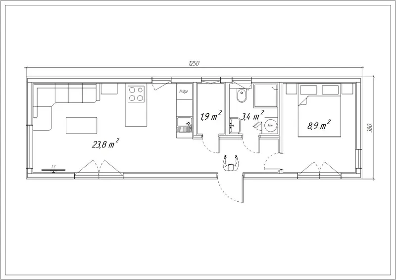 OTTAWA, 46m² - 2D pôdorys domu