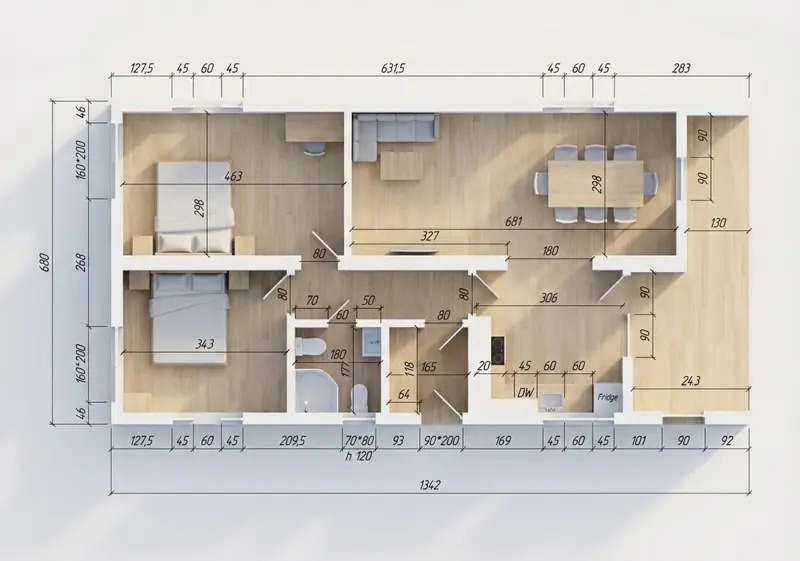 VERSAILLES, 91m² - 3D vizualizácia pôdorysu