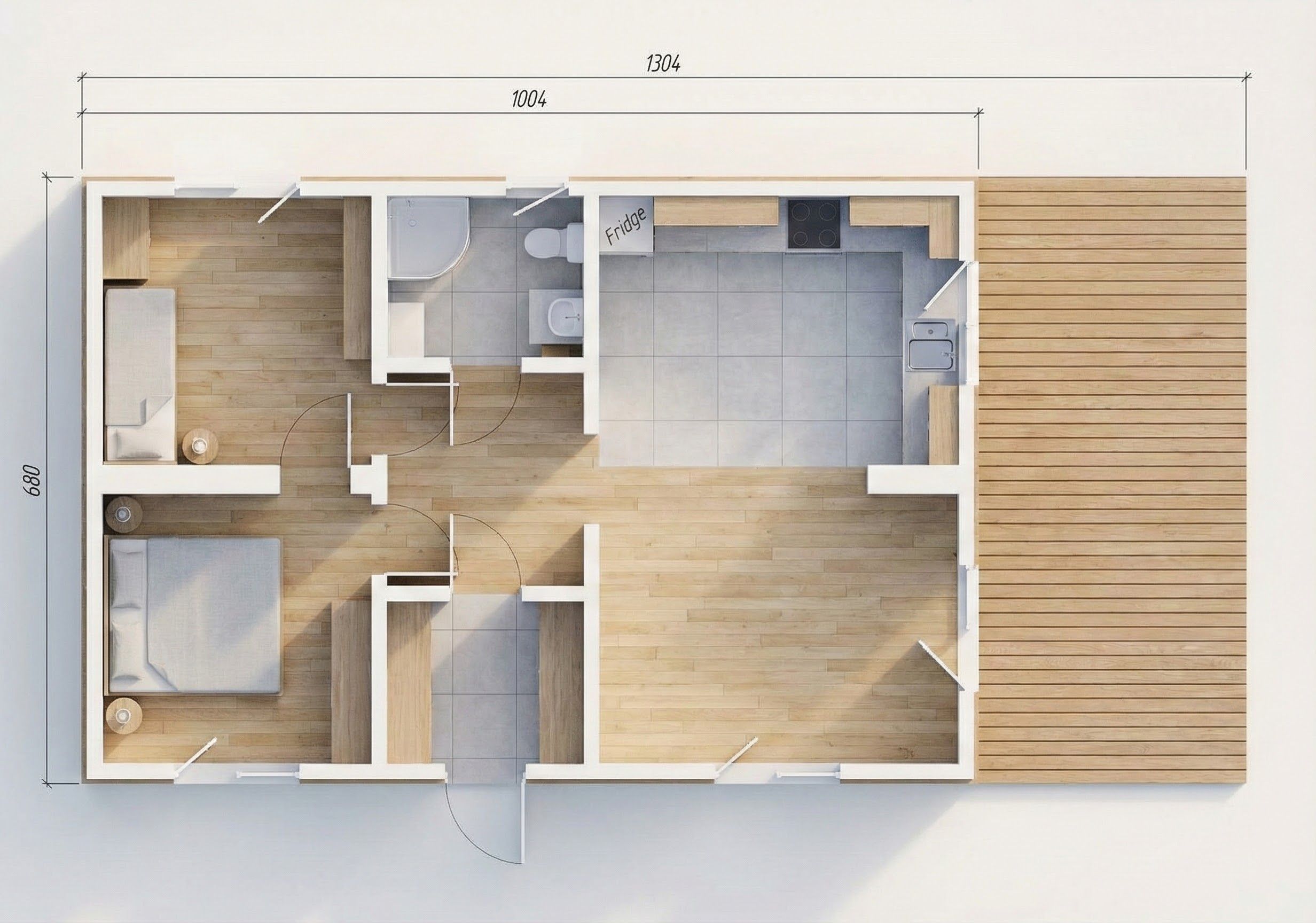 HELSINKI, 85m² - 3D vizualizácia pôdorysu