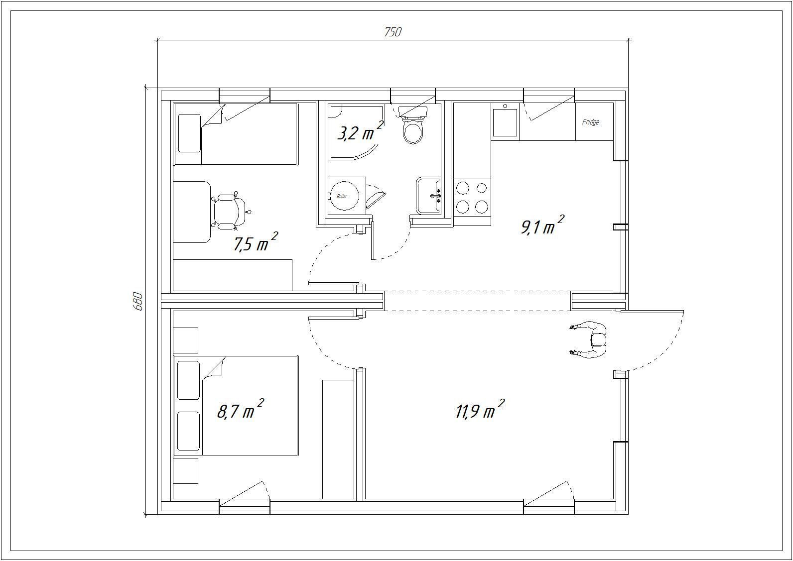 CAPRI, 51m² - 2D pôdorys domu