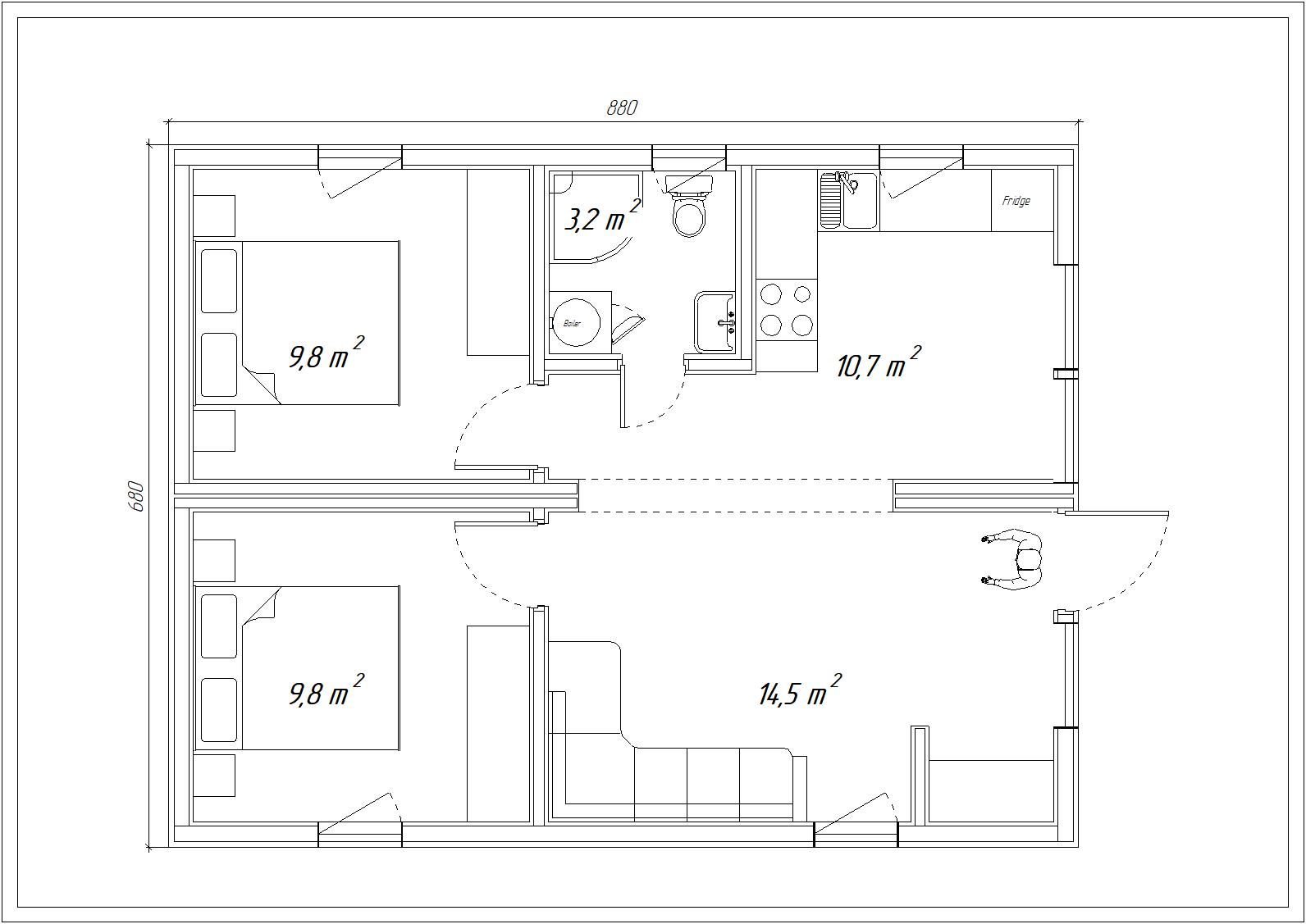 FLORENCE, 60m² - 2D pôdorys domu
