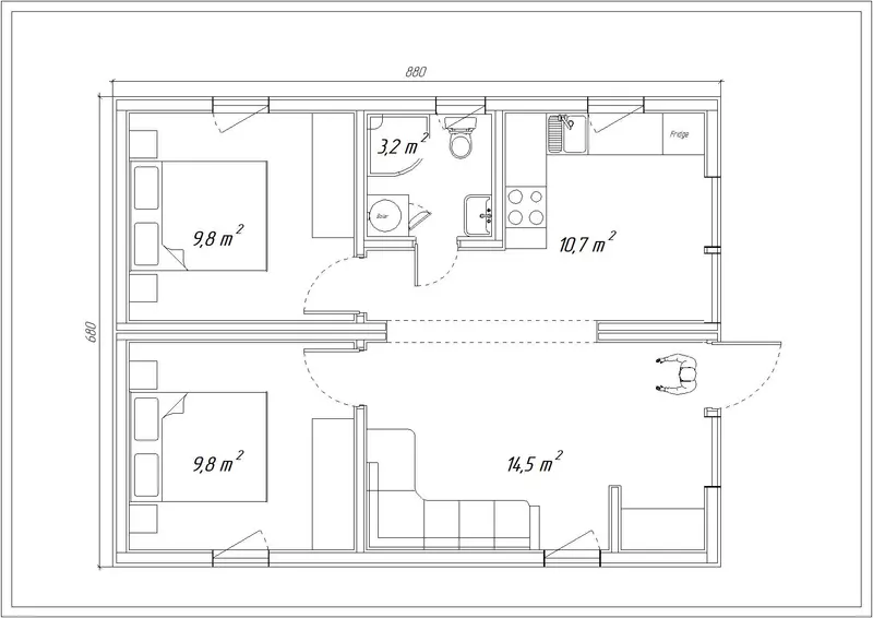 FLORENCE, 60m² - 2D pôdorys domu