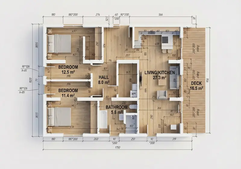 ALESSANDRIA, 130m² - 3D vizualizácia pôdorysu