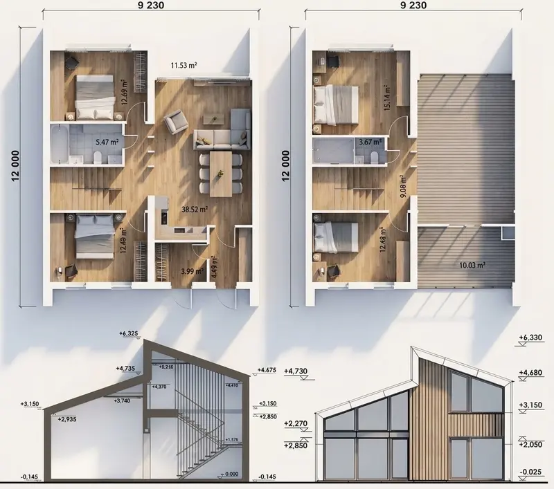 Fjord 130 – 3D vizualizácia pôdorysu, dispozícia miestností