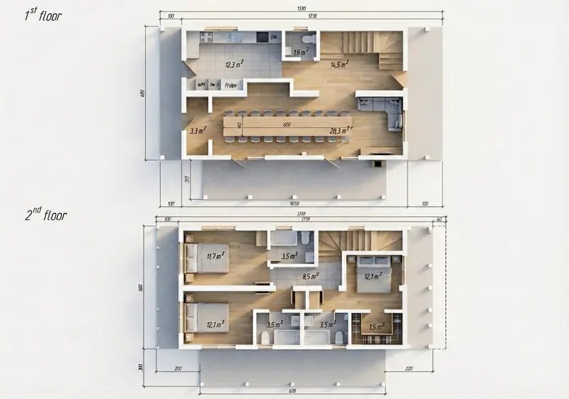 LONDON, 144m² - 3D vizualizácia pôdorysu