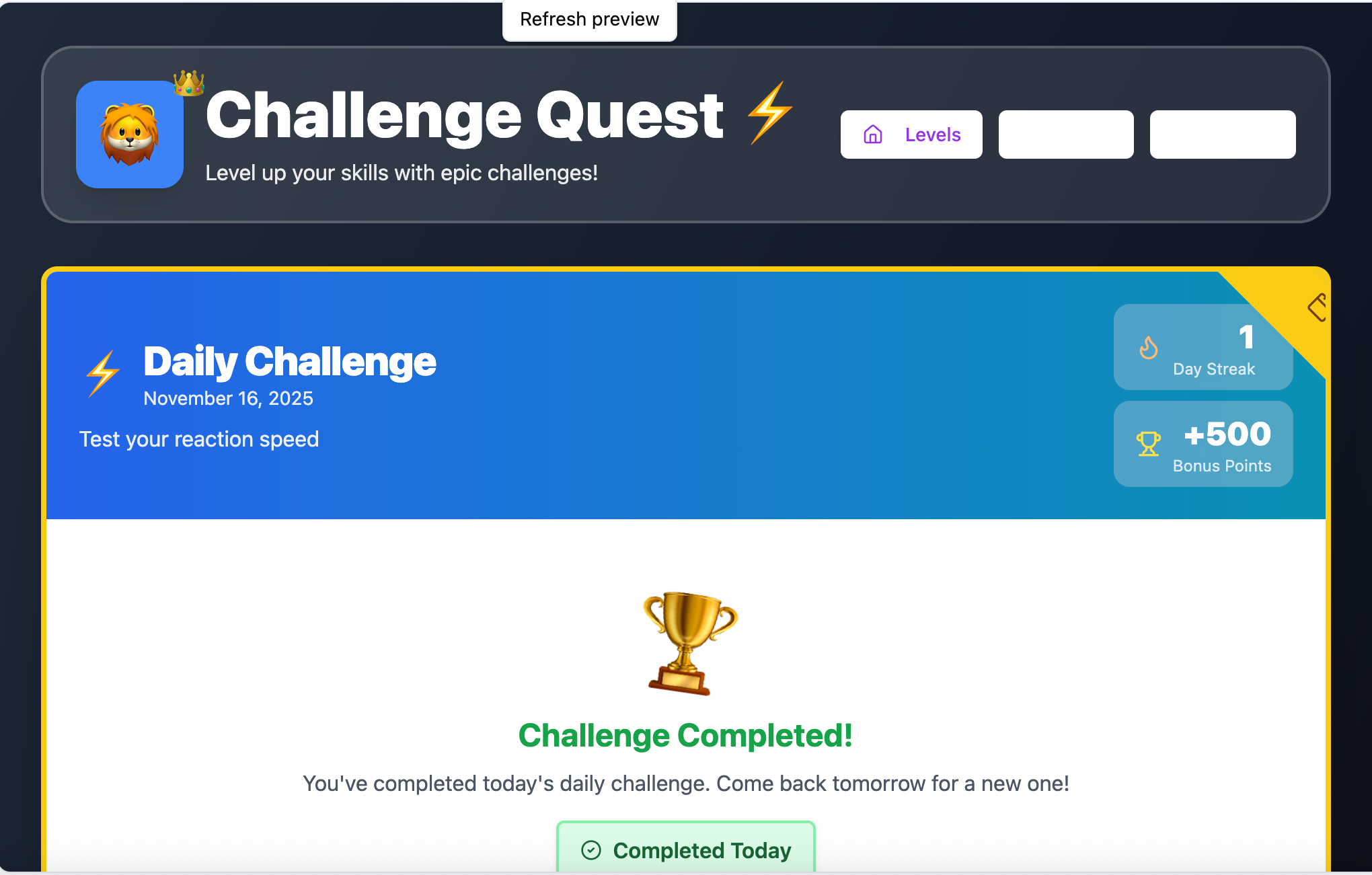 Trivia Adventures template preview