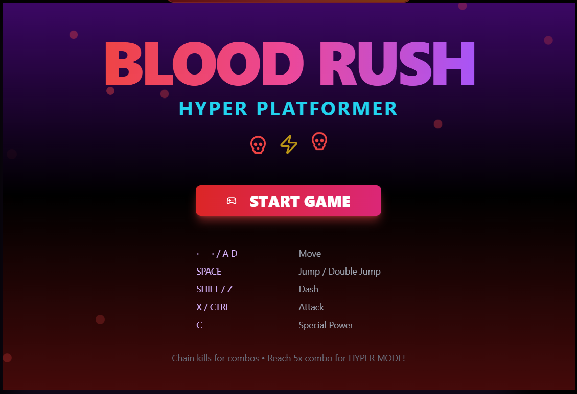Blood Rush: Hyper Platformer template preview