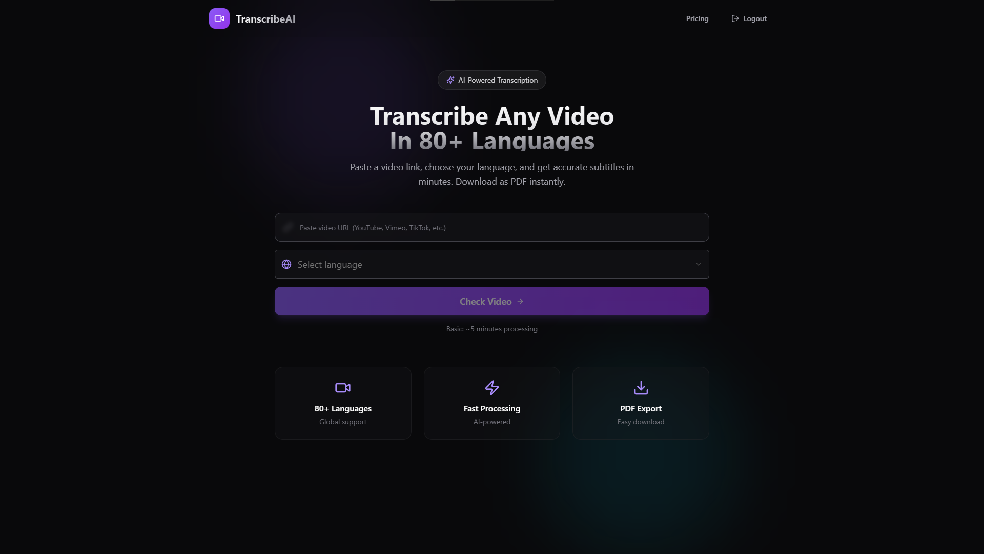 Transcriber Ai template preview