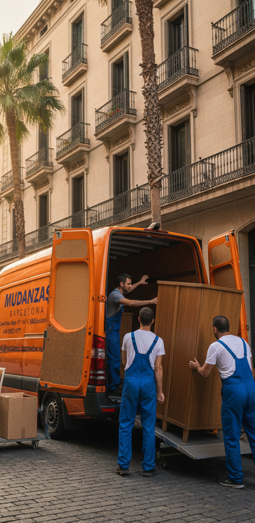 Equipo profesional de mudanzas cargando