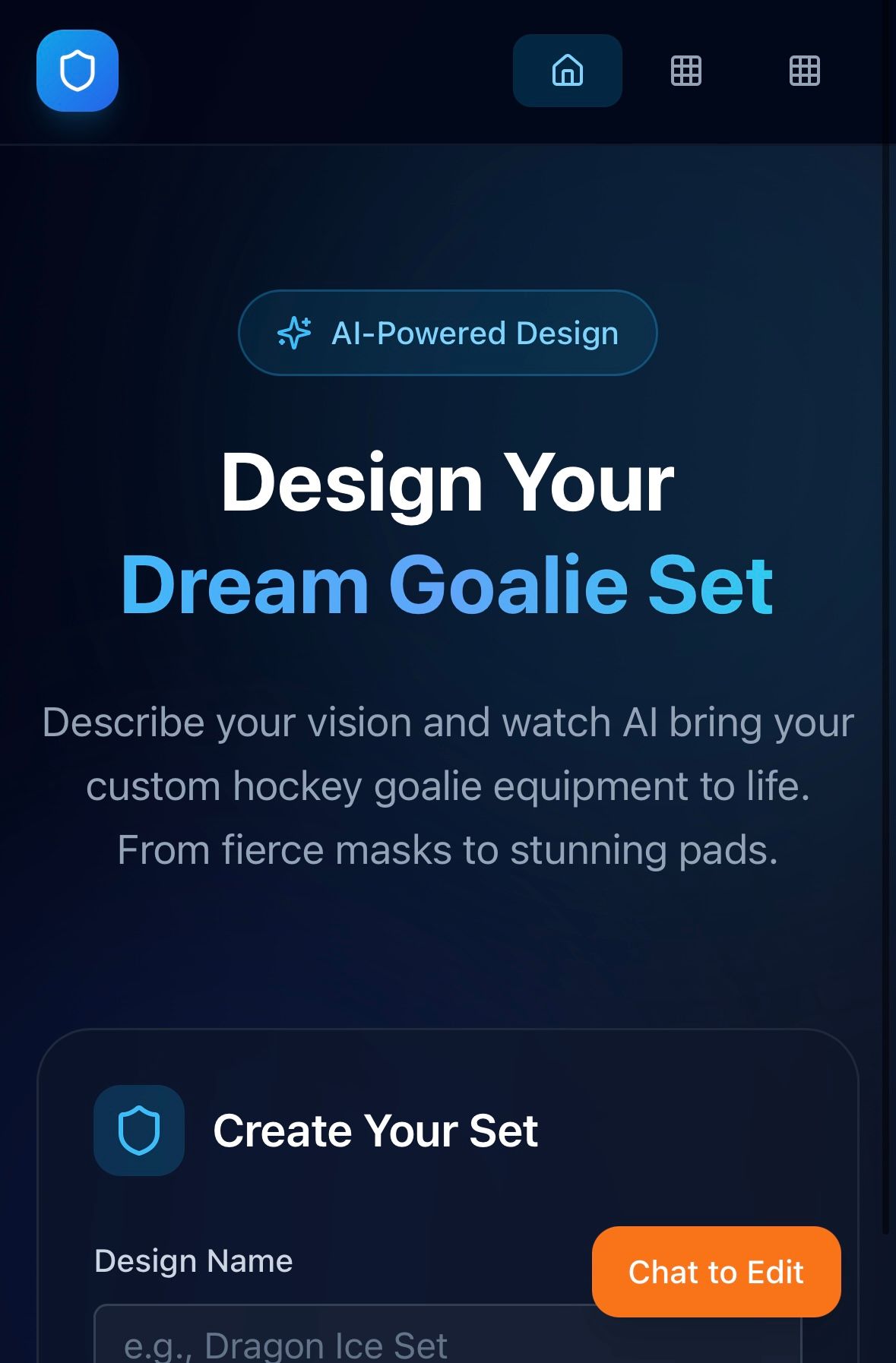 Goalie pad designer AI template preview