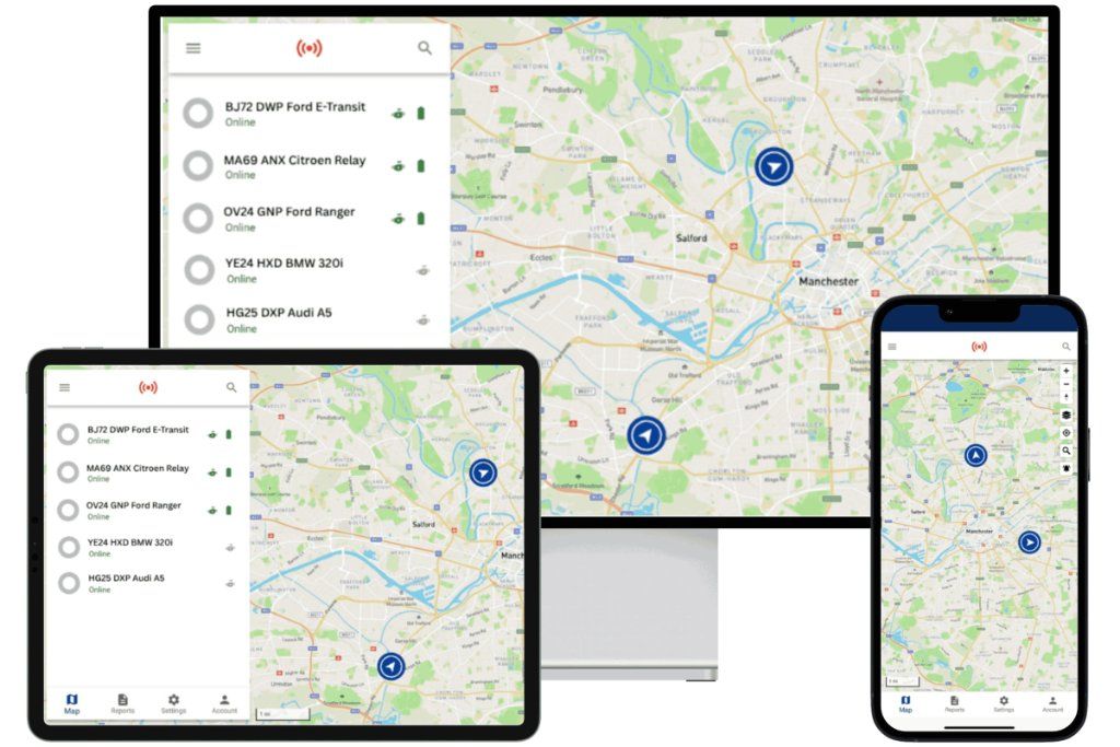 GPS Assist vehicle tracking dashboard on desktop, tablet and mobile devices