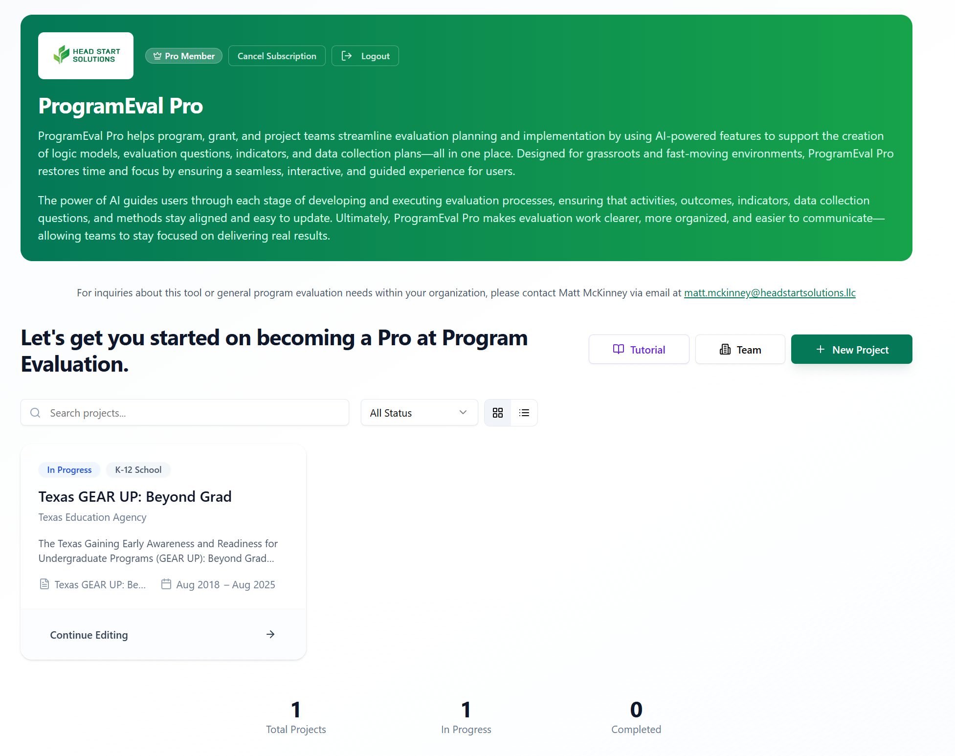 Program Evaluation Pro template preview