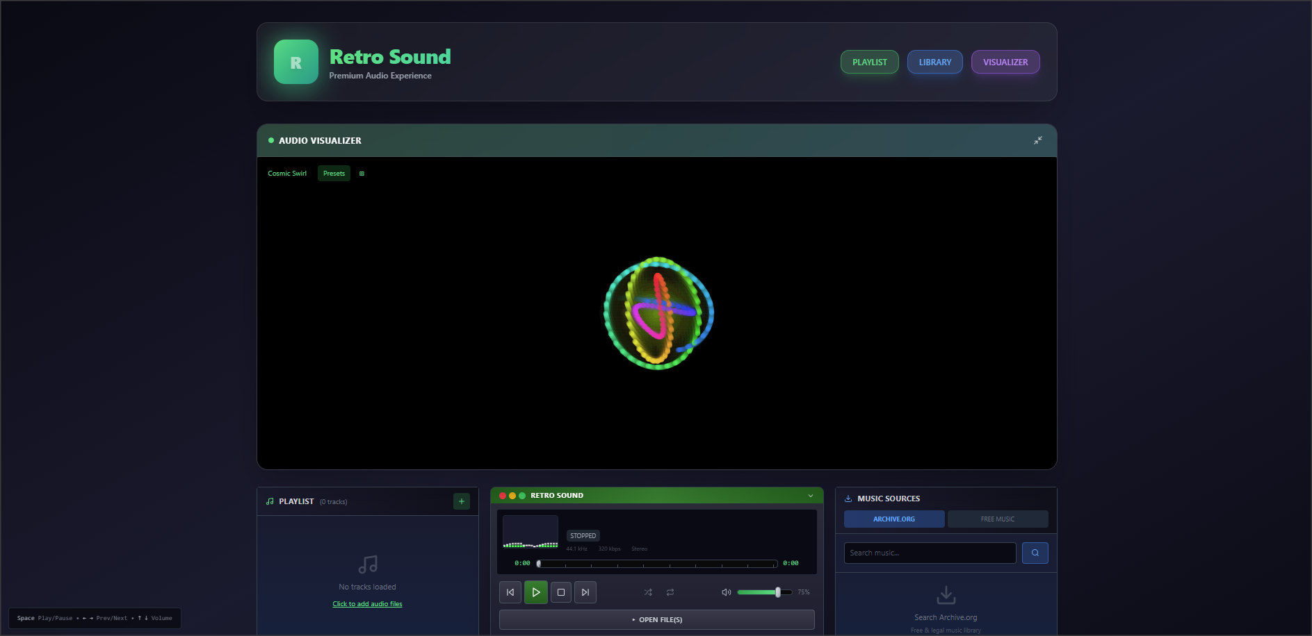 Retro Sound Player template preview