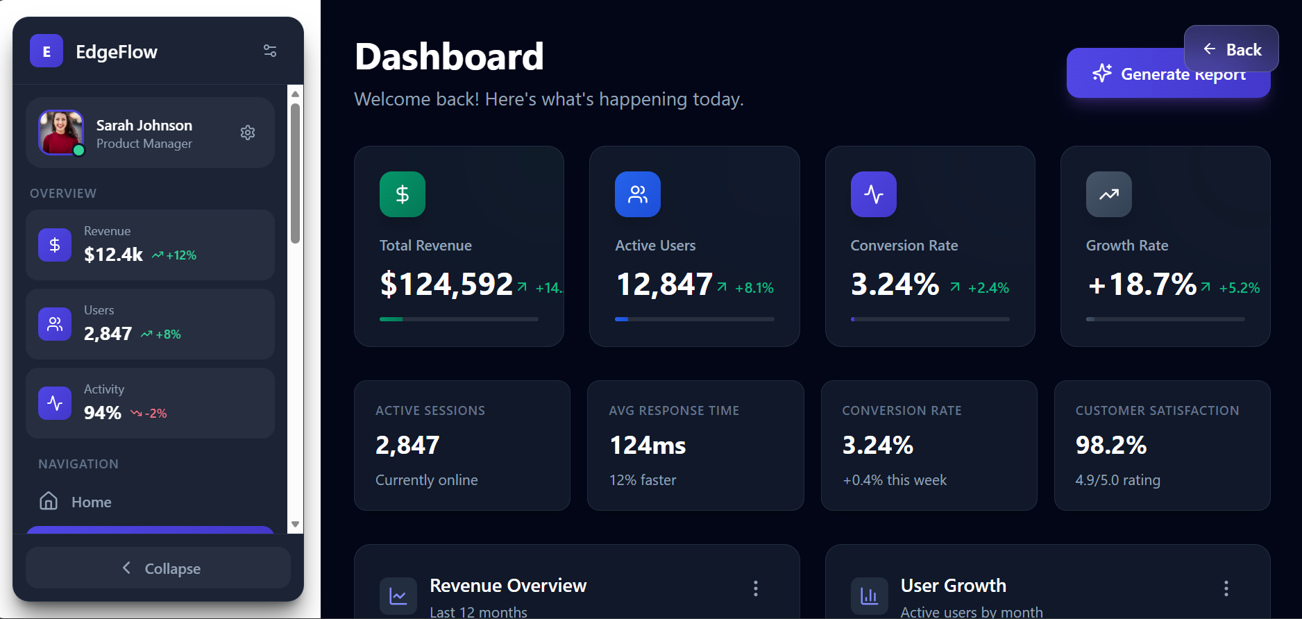 EdgeFlow UI template preview