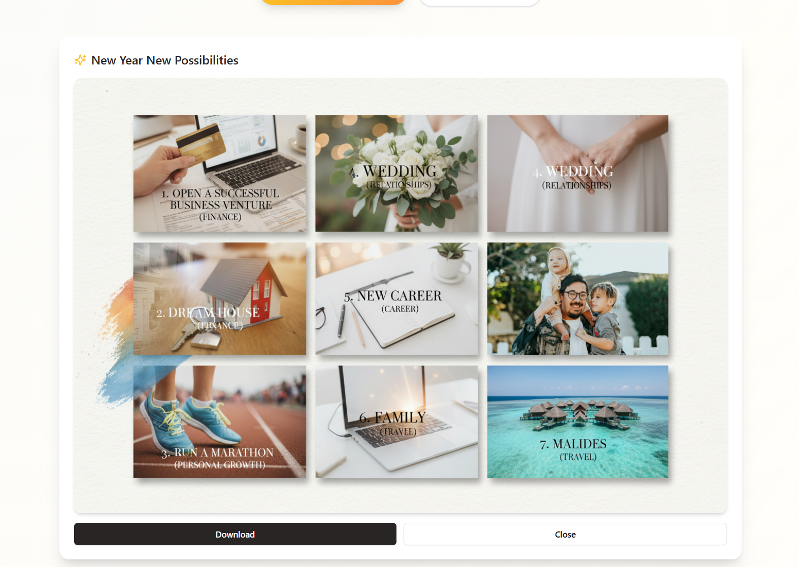 DreamBoard template preview