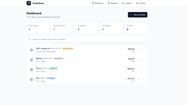 TradeSheet template preview