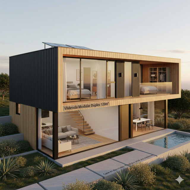 Vivienda Modular Dúplex 120m² — vivienda modular prefabricada GO Construction Chile