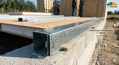 Perfil Acero Galvanizado C 100x50 — Estructura Metálica NCh2369 Chile