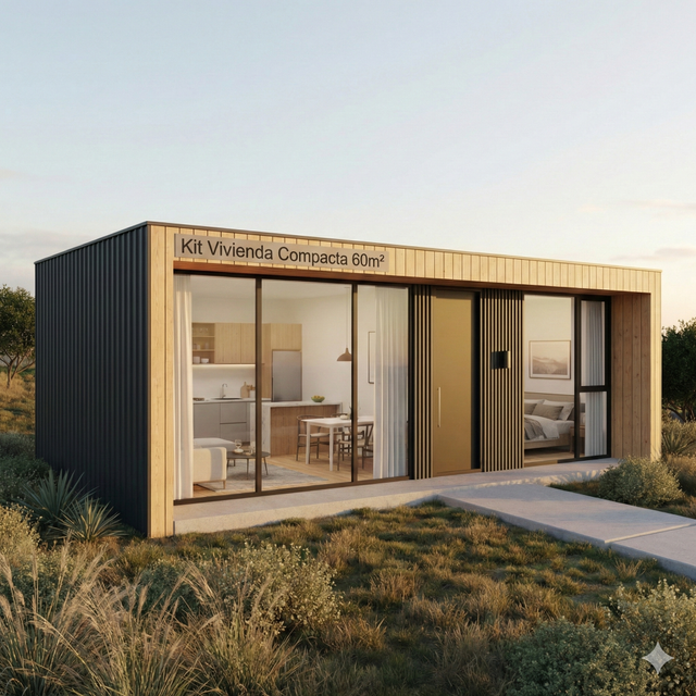 Vivienda Modular 2D 45m² — vivienda modular prefabricada GO Construction Chile