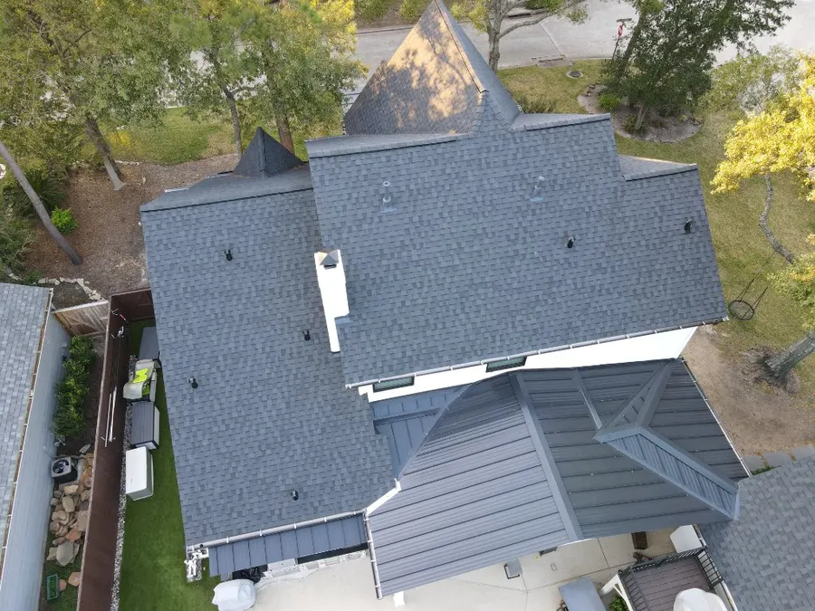 Aerial view of residential home roof