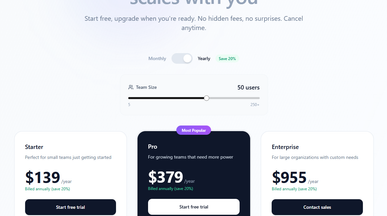 Interactive pricing builder template preview