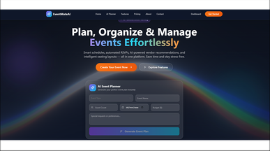 EventMateAI — AI Event Planning & Guest template preview