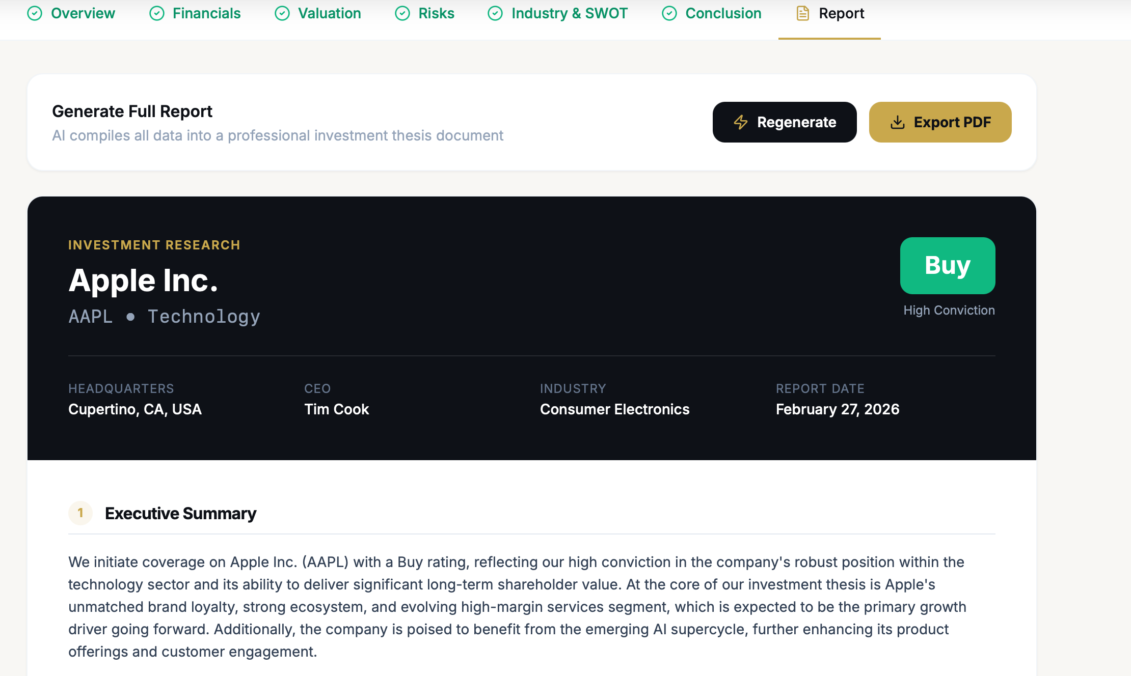 Investment Thesis Builder template preview