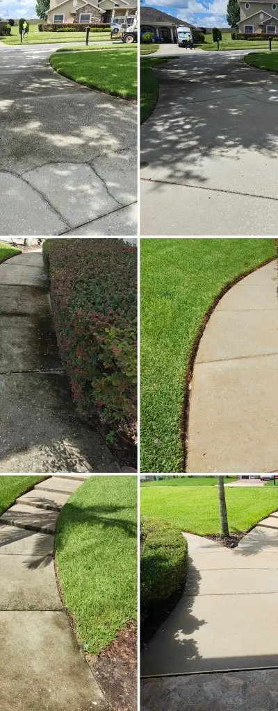 Curved driveway pressure washing transformation