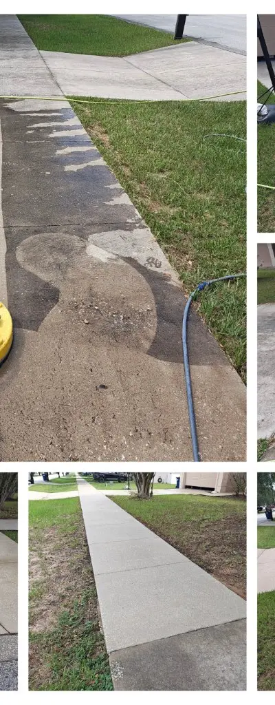 Sidewalk pressure washing before and after Clermont FL