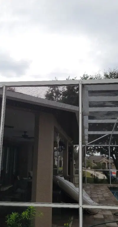 Pool cage screen cleaning before