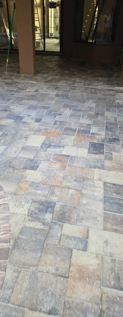 Pool paver cleaning before - Central Florida