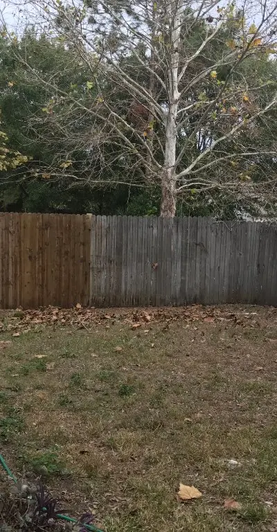 Wood fence before and after pressure washing