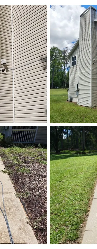 Driveway sidewalk pressure washing before after