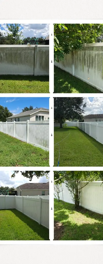 Vinyl fence cleaning before and after