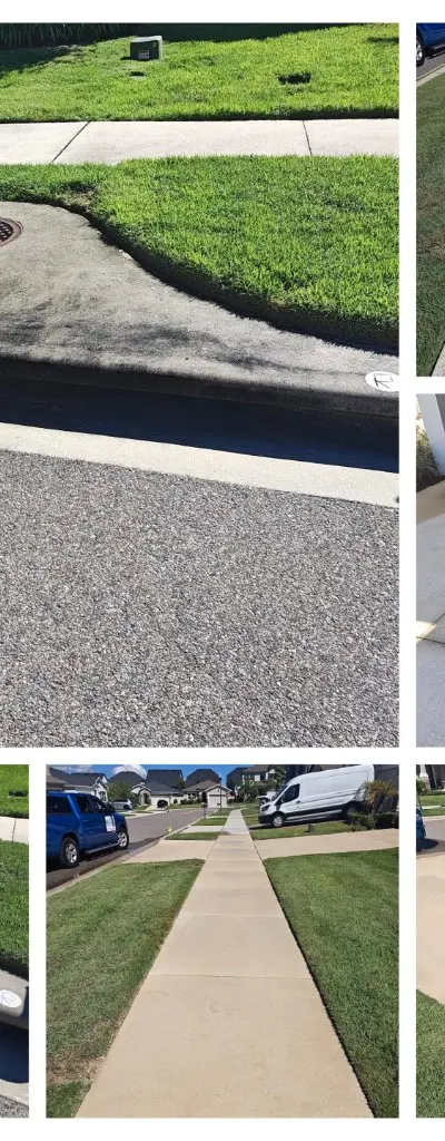 Concrete and curb area cleaning results