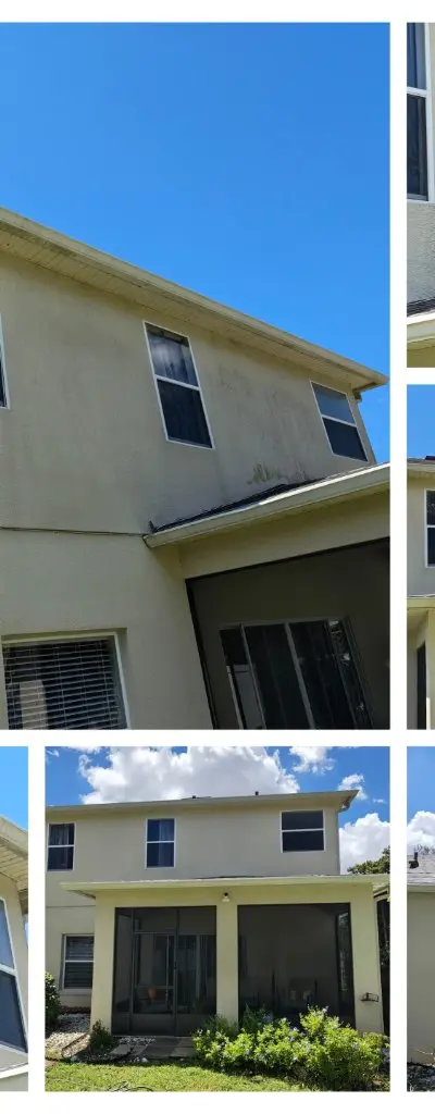Two-story house exterior softwash results